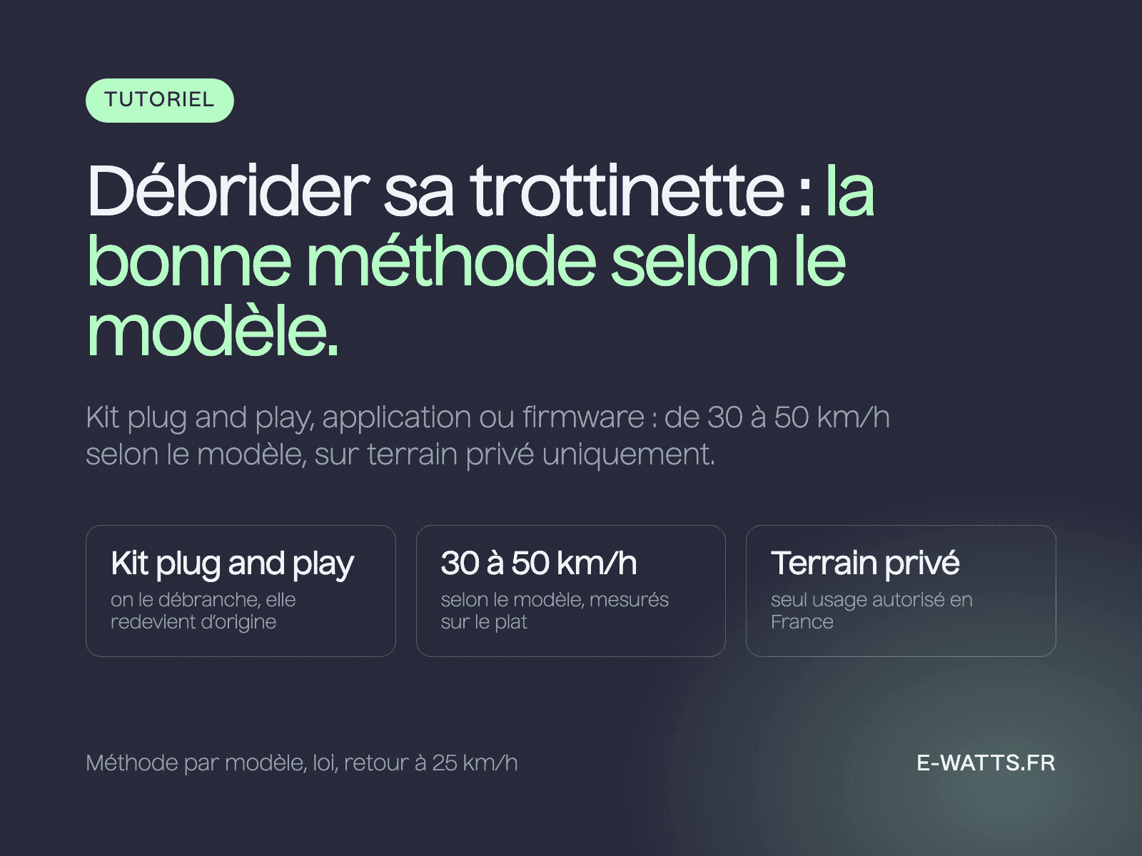 Débrider une trottinette électrique : kit plug and play, application ou firmware selon le modèle, de 30 à 50 km/h, sur terrain privé uniquement