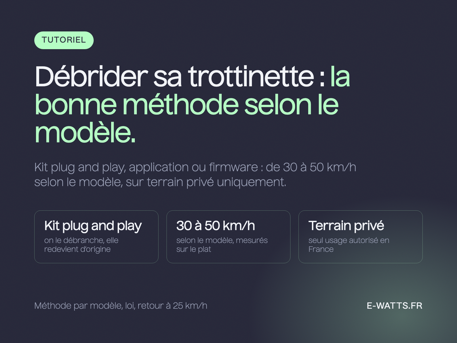 Débrider une trottinette électrique : kit plug and play, application ou firmware selon le modèle, de 30 à 50 km/h, sur terrain privé uniquement